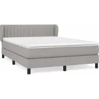 Syfax Cama box spring con colchón tela gris claro 140x200 cm