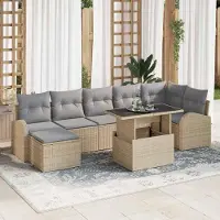 Prolenta Maison Exclusive - Juego de sofá de jardín de 8 piezas. Ratán sintético en color beige y gris claro