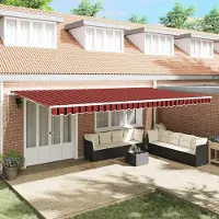 Prolenta Maison Exclusive: Toldo manual de 6 x 3,5 metros, con diseño a rayas en naranja y marrón