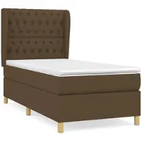 Syfax Cama box spring con colchón tela marrón oscuro 100x200 cm