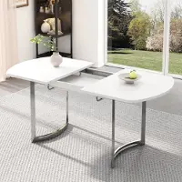 Flieks Mesa de comedor extensible, mesa para el comedor o la cocina, mesa rectangular, mesa de comedor clásica con patas metálicas plateadas, dimensiones 140/180 x 80 x 75,5 cm