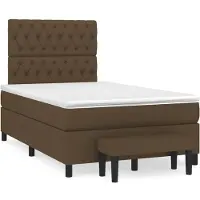 Syfax Cama box spring con colchón tela marrón oscuro 120x200 cm