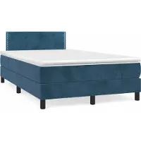 Prolenta Maison Exclusive: Base de cama con somier y colchón, color azul oscuro, 120x190 cm, tapizada en terciopelo