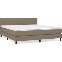 Syfax Cama box spring con colchón tela gris taupe 160x200 cm
