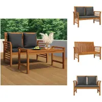 vidaXL : Banco de jardín con cojín gris oscuro, fabricado en madera de acacia maciza