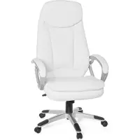 Amstyle Silla de oficina , modelo Chefsessel, diseño Cosenza, apariencia de cuero, color blanco