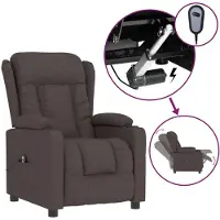 Syfax Sillón reclinable eléctrico tela marrón oscuro
