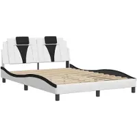 Syfax Estructura de cama Viana sin colchón cuero sintético blanco negro 120x200cm
