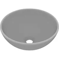 Syfax Lavabo de lujo redondo cerámica gris claro mate 32,5x14 cm