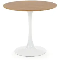 Halmar Mesa de comedor Sting, diámetro 80 cm, altura 73 cm, para 3 personas, base de metal, mesa para comedor, acabado en roble/blanco