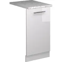 Vicco Panel frontal del lavavajillas Fame-Line Blanco alto brillo 45 cm , ET Mármol, Model 54604
