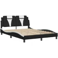 Syfax Estructura de cama Viana sin colchón cuero sintético negro y blanco