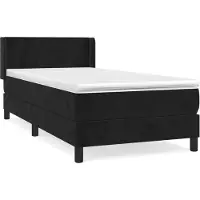 Syfax Cama box spring con colchón terciopelo negro 80x200 cm