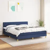 Prolenta Maison Exclusive: Base de cama con somier y colchón, color azul, 180x200 cm, material textil