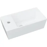 Syfax Lavabo blanco de cerámica, dimensiones: 48 x 25 x 15 cm