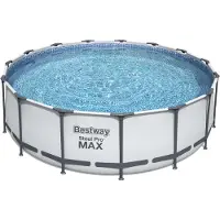 Bestway Conjunto completo para piscina de acero Pro Max, redonda, con filtro, escalera de seguridad y cubierta. Dimensiones: 457 x 122 cm