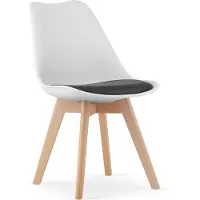 Leobert Sillón - - Mark - Blanco//Patas de madera natural - 49 x 43 x 82 cm