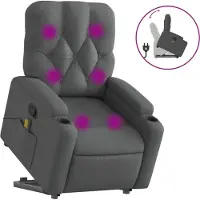 Syfax Silla de masaje reclinable de pie de tela gris oscuro