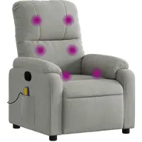 Syfax Sillón reclinable de masaje tela de microfibra gris claro