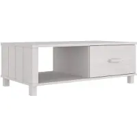 Syfax Mesa de centro HAMAR madera maciza de pino blanco 100x55x35 cm