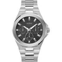 GUESS Reloj analógico negro / plata
