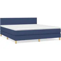 Syfax Cama box spring con colchón tela azul 160x200 cm