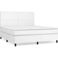 Syfax Cama box spring con colchón cuero sintético blanco 180x200 cm