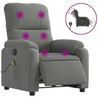 Syfax Sillón reclinable masaje eléctrico tela microfibra gris oscuro