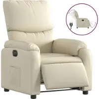 Syfax Sillón reclinable eléctrico de cuero sintético crema