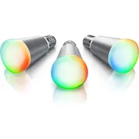 Bearware Lámpara LED inteligente E27 con cambio de color RGB, bombilla LED, lámpara Wi-Fi regulable mediante aplicación, 7 W, 420 lúmenes, 20000 horas, juego de 3 unidades, 3 piezas