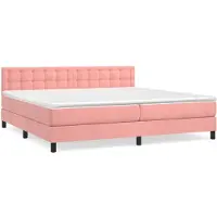 Syfax Cama box spring con colchón terciopelo rosa 200x200 cm