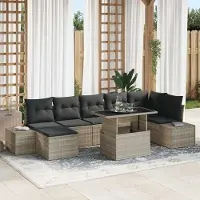 Prolenta Maison Exclusive - Juego de sofá de jardín de 8 piezas, color gris claro, fabricado en ratán sintético