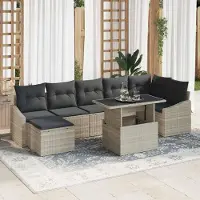 Prolenta Maison Exclusive - Juego de sofás de jardín, 8 piezas. Gris claro y gris oscuro