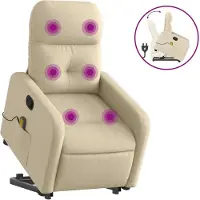 Syfax Silla de masaje reclinable de pie de tela color crema