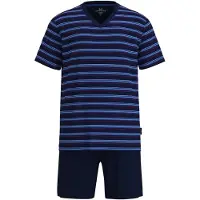 Götzburg Pijama corto azul oscuro / azul oscuro / rojo / blanco
