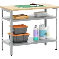 Syfax Mesa de Trabajo con estante Gris y Beige 100 x 55 x 85 cm Acero