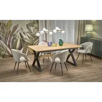 Halmar Mesa extensible HENRY, tablero de madera natural, patas negras (caja de 2 unidades)