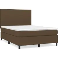 Syfax Cama box spring con colchón tela marrón oscuro 140x200 cm