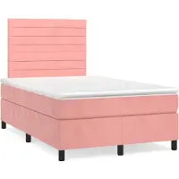 Syfax Cama box spring con colchón terciopelo rosa 120x200 cm