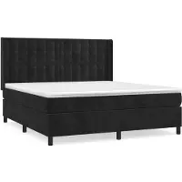 Syfax Cama box spring con colchón terciopelo negro 160x200 cm