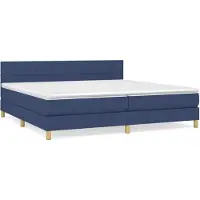 Syfax Cama box spring con colchón tela azul 200x200 cm