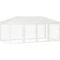Syfax Carpa para fiestas plegable con paredes laterales crema 3x6 m