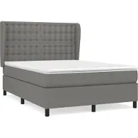 Syfax Cama box spring con colchón tela gris oscuro 140x190 cm
