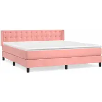 Syfax Cama box spring con colchón terciopelo rosa 180x200 cm
