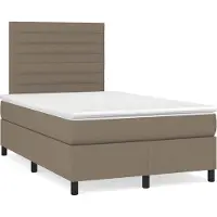 Syfax Cama box spring con colchón tela gris taupe 120x200 cm