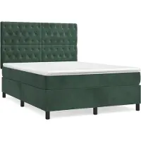 Syfax Cama box spring con colchón terciopelo verde oscuro 140x190 cm