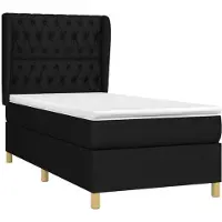 Syfax Cama box spring con colchón tela negro 90x200 cm