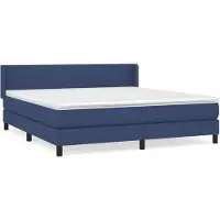 Syfax Cama box spring con colchón tela azul 160x200 cm