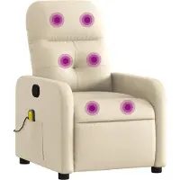Syfax Sillón reclinable de masaje tapizado en tela color crema