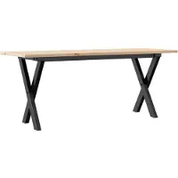 Syfax Mesa de centro marco X madera maciza pino y acero 110x40x45 cm